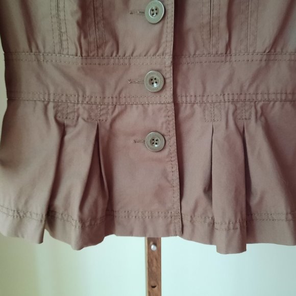 Calvin Klein Jeans brown jacket sz S with pleats at the waist and wrist - Picture 3 of 10